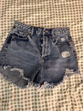 wild fable Distressed High-Rise Denim Shorts - Blue